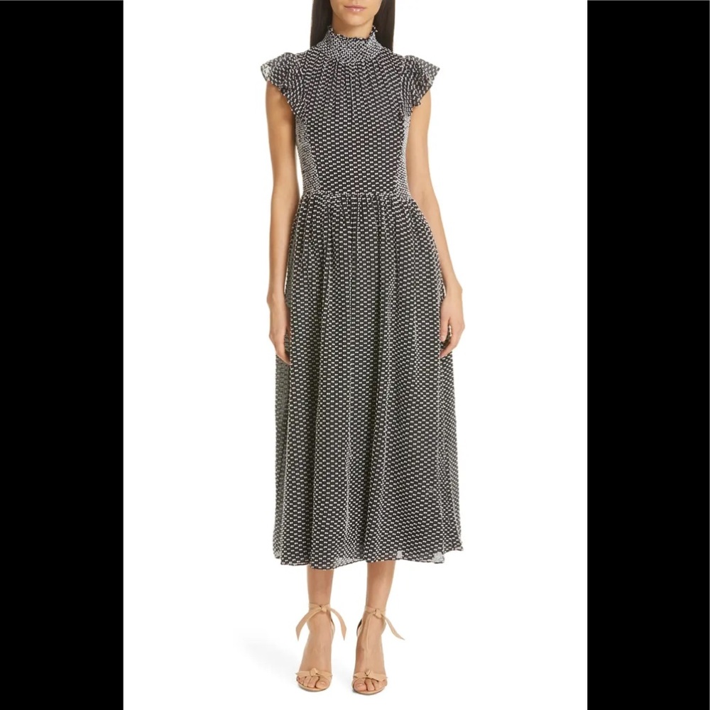kate spade new york smocked clip midi dress